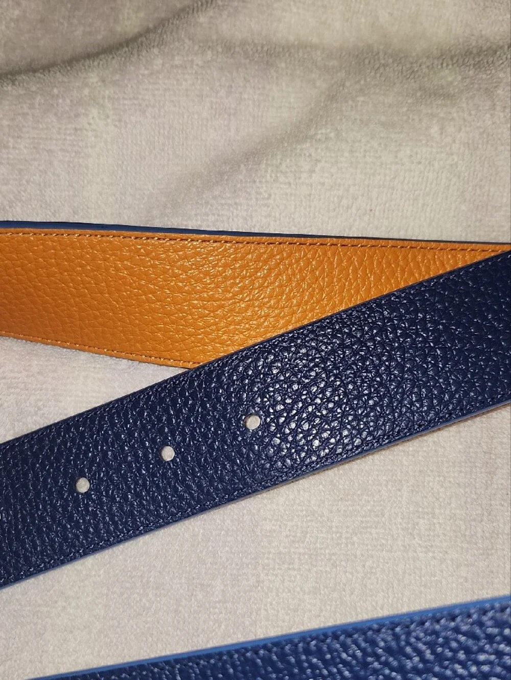 Coach Reversible Blue/Orange Pebbled Leather Belt